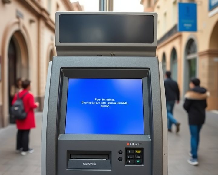 Antes — Terminal bloqueado por un error de aplicación y fuera de servicio.